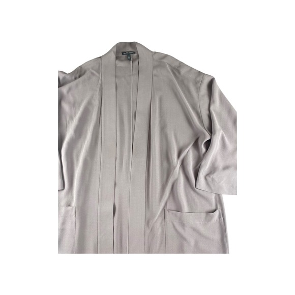 Eileen Fisher Silk Drape Front Kimono Cardigan Duster XL Gray - Picture 2 of 7